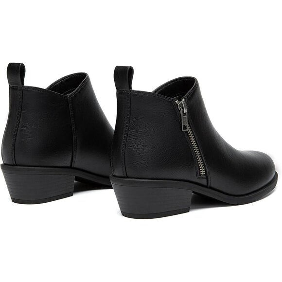 Comfortable Women's Round Toe Chunky Low Heel Ankle Boots - Versatile Style - Picture 5 of 6